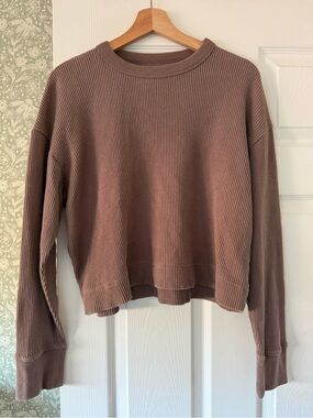 Abercrombie & Fitch Mauve Waffle-Knit Crewneck Sweater